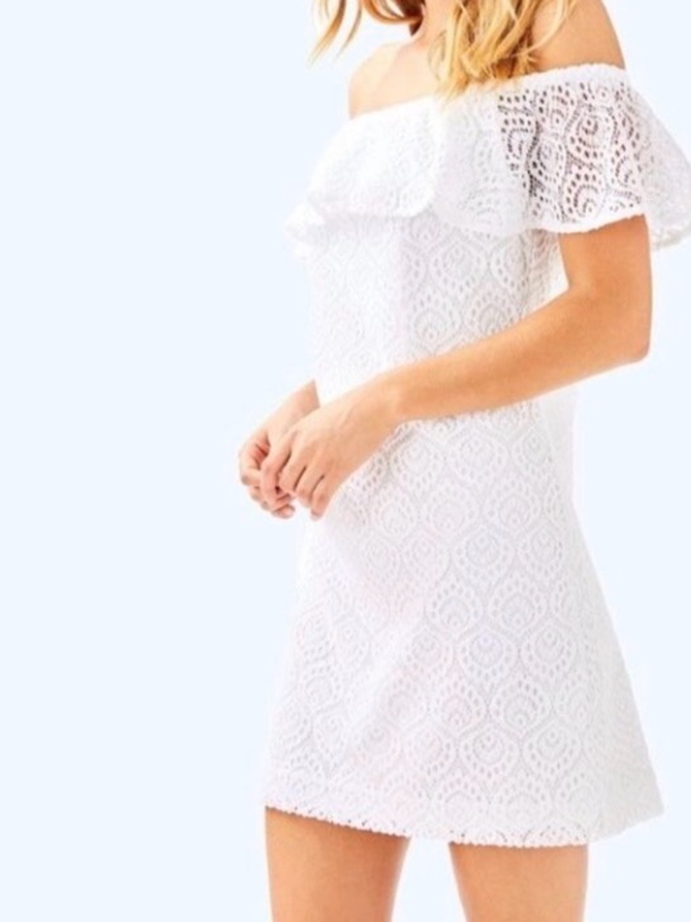 Lilly Pulitzer White Off-Shoulder Lace Mini Dress